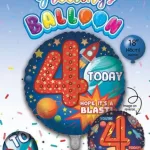 4th Birthday foil balloons 