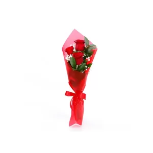 set of 3 red roses