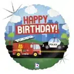 Happy Birthday Fire Truck and Police car