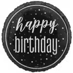 Black/Silver Glitz Happy Birthday foil balloon