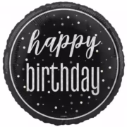 Black/Silver Glitz Happy Birthday foil balloon