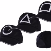 Black cap with geometric shapes