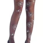 Tights- Black Tights- White Spider - 67805-