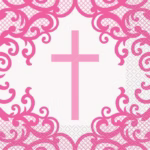 Pink napkin with cross -74822-