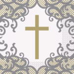 Gold napkin with cross -74852-