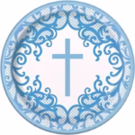 Blue with cross plate
