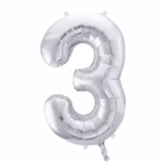 Number Balloon 3 -silver-