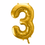 Number Balloon 3 -gold-