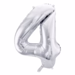 Number Balloon 4 -silver-