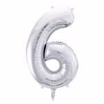 Number Balloon 6 -silver-