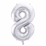 Number Balloon 8 -silver-