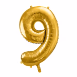 Number Balloon 9 -gold-