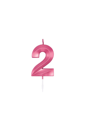 Number 2 metallic pink candle - Image 3