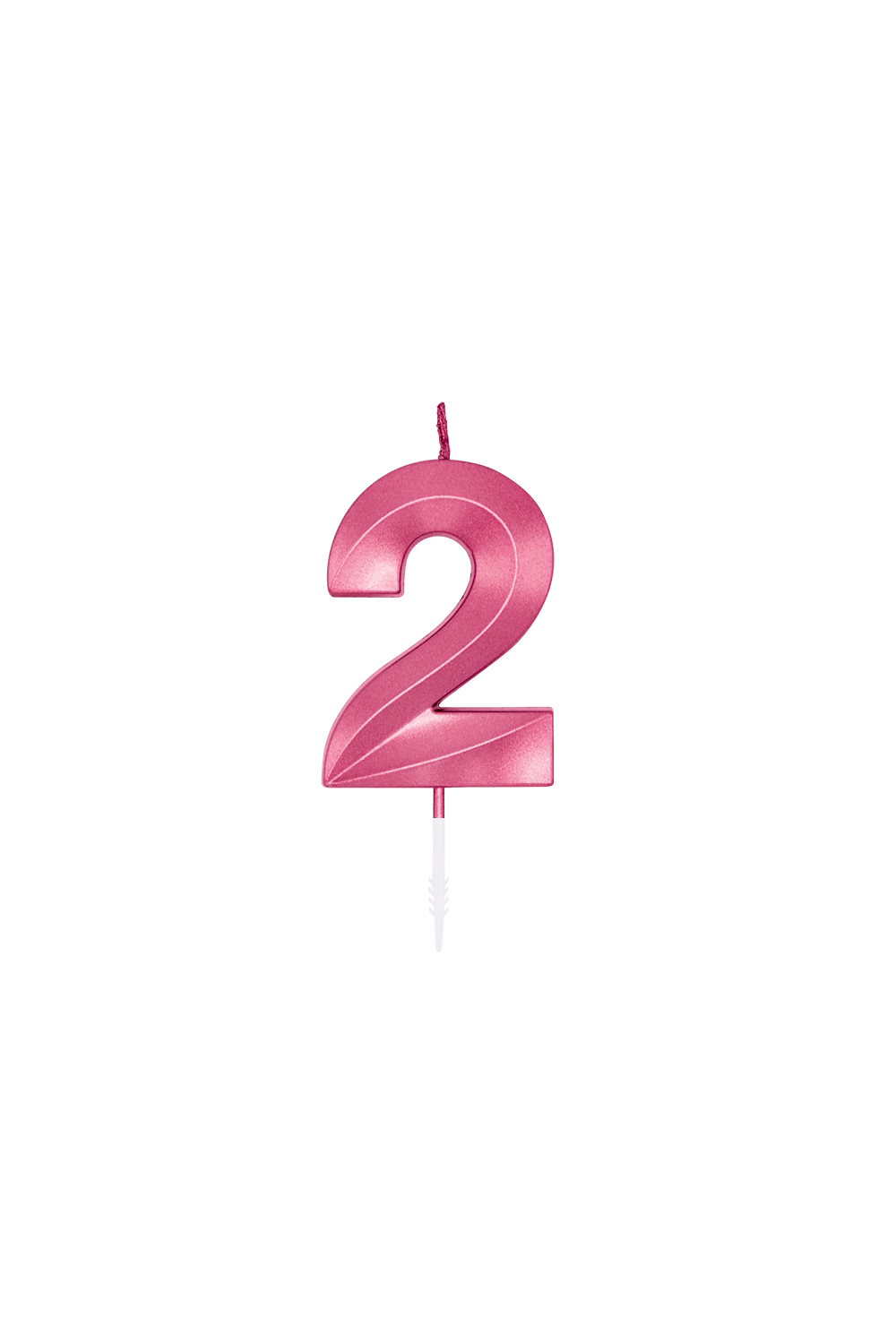 1042-2-PR-1 Number 2 metallic pink candle - Image 1
