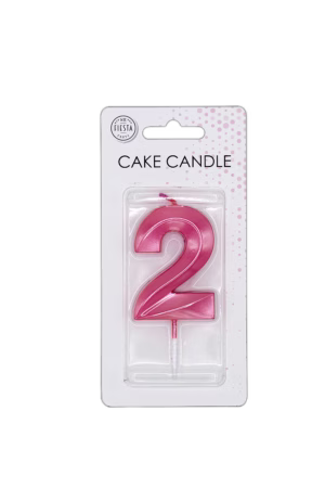 Number 2 metallic pink candle - Image 2