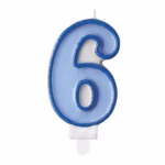 Number 6 blue candle
