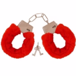 Handcuffs with fur -red-