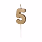 Gold number 5 candle
