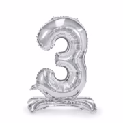 Standing Number Balloon 3 -silver-