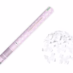 Confetti cannon with butterflies, white, 60cm