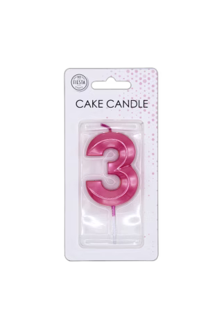Number 3 metallic pink candle - Image 3