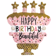 Happy Birthday cake with stars Foil Balloon
