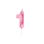 Number 1 metallic pink candle