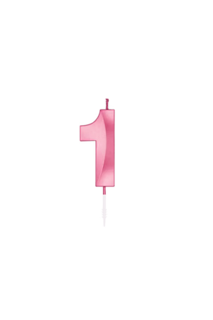 Number 1 metallic pink candle - Image 2