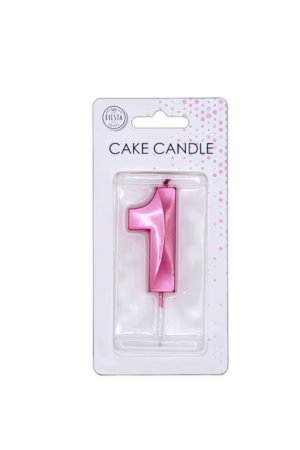 Number 1 metallic pink candle - Image 3