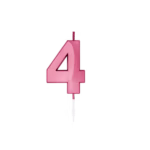 Number 4 metallic pink candle