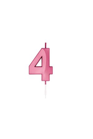 Number 4 metallic pink candle - Image 2