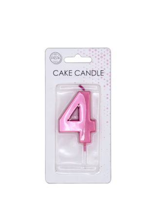 Number 4 metallic pink candle - Image 3