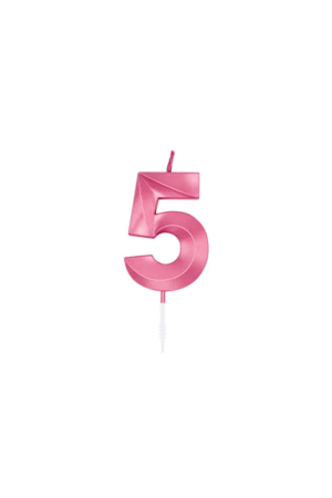 Number 5 metallic pink candle - Image 2