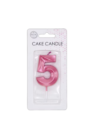 Number 5 metallic pink candle - Image 3