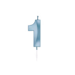 Number 1  metallic blue candle