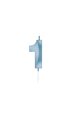 Number 1  metallic blue candle - Image 2
