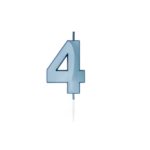 Number 4  metallic blue candle