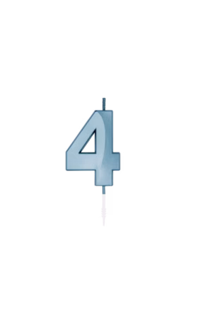 Number 4  metallic blue candle - Image 2