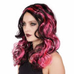 Witch wig - black, pink - 22175 -