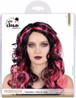 Witch wig - black, pink - 22175 -