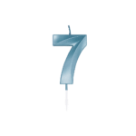 Number 7 metallic blue candle